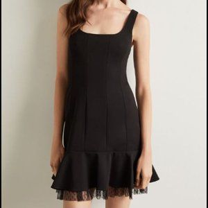 BCBGMAXAZRIA Scoop Neck Fluted Black Dress